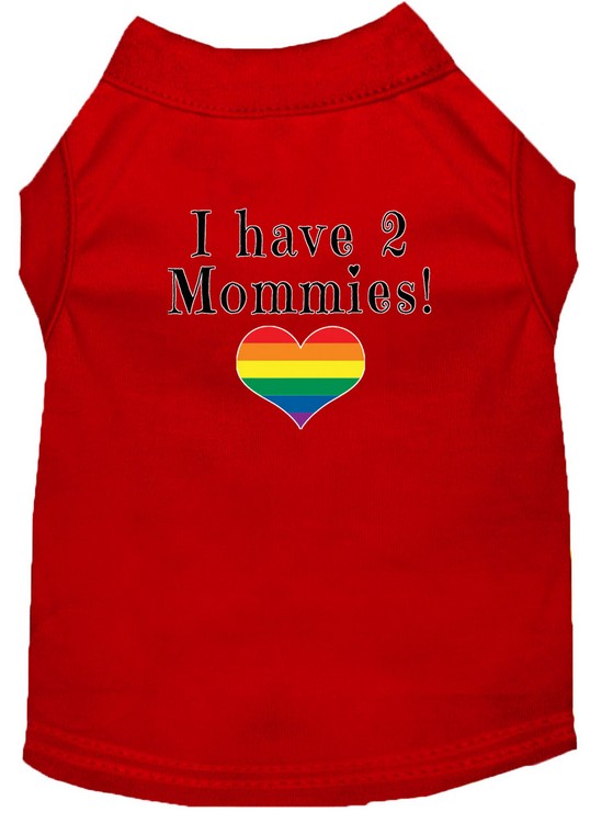 I have 2 Mommies Screen Print Dog Shirt Red XXXL